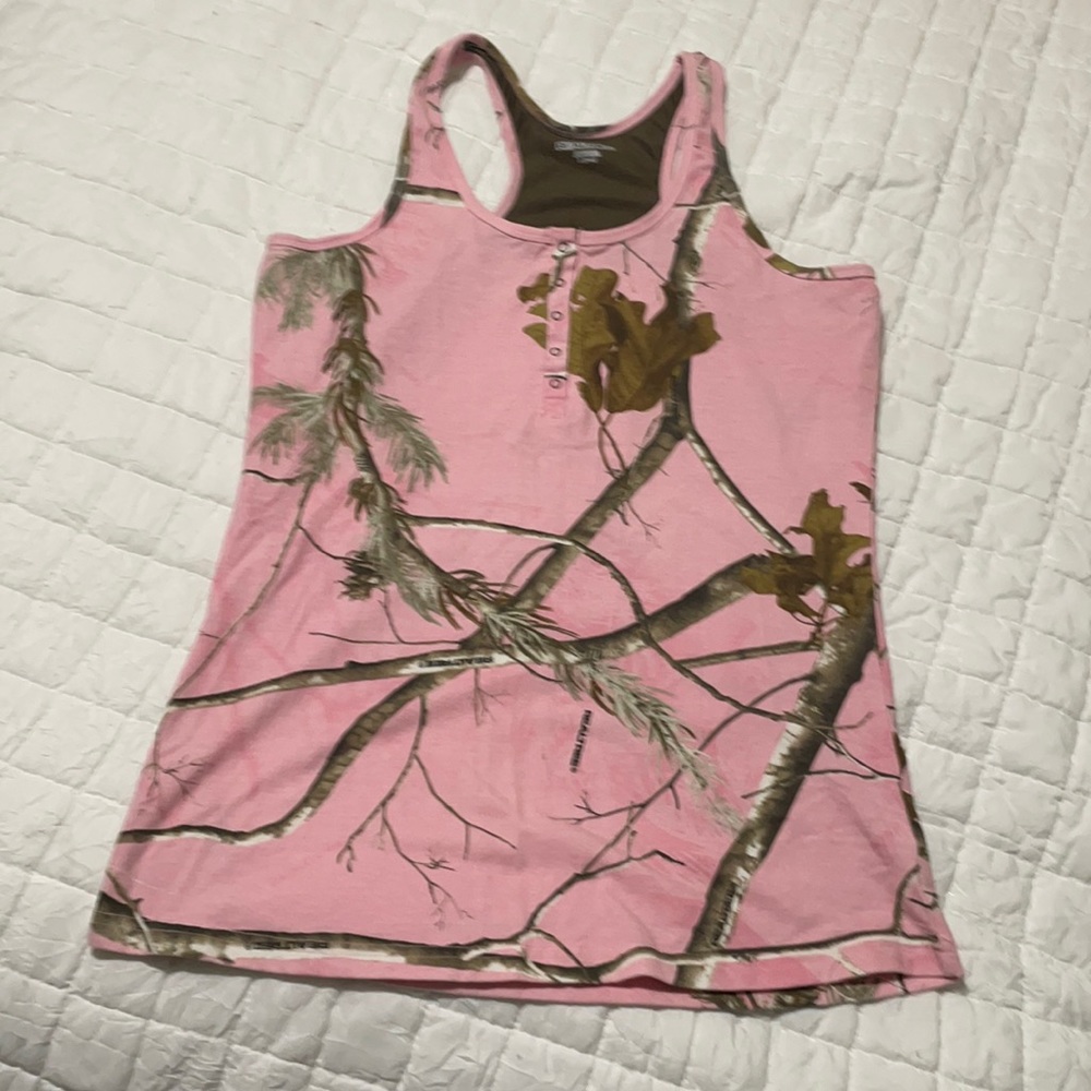 Real tree pink camouflage tank top size L